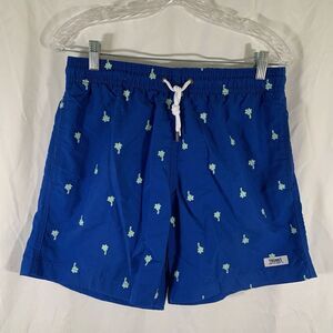 Trunks Surf and Swim Trunks Men's Medium Blue Palm Tree Lined Drawstring